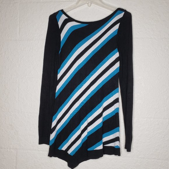 WHBM Black and Blue Asymmetric Hem Sweater Dress S - Picture 12 of 16